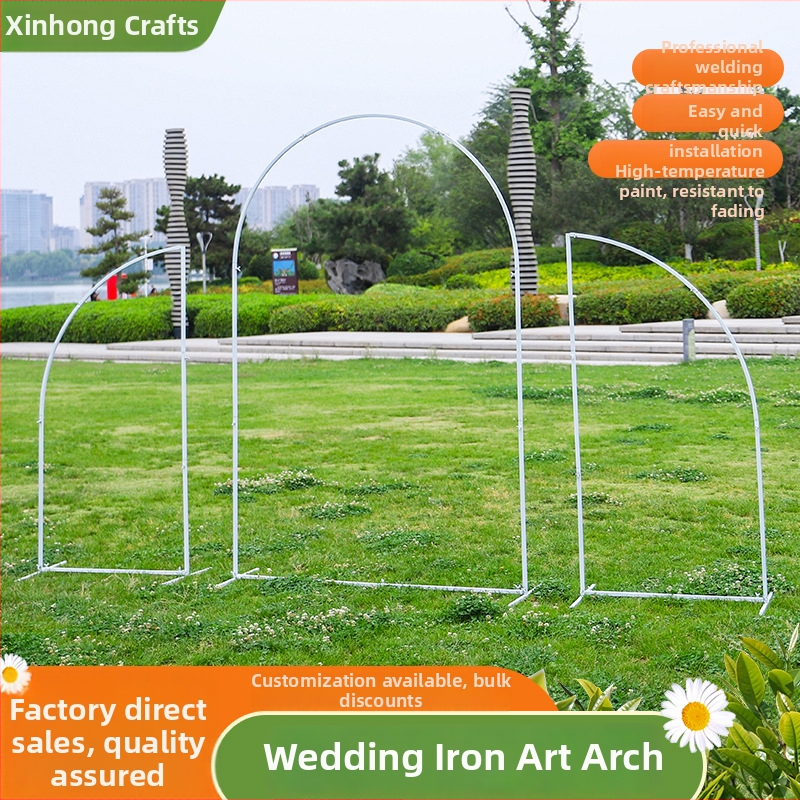 Železný svadobný oblúk pre vonkajšie scény pozadie – prispôsobiteľný dekor, kartónové balenie, značka Xinhong