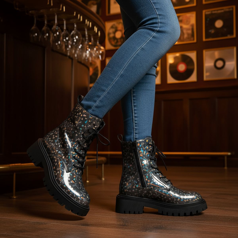 Martin batai: apvalios nosies, britų stilius, vidutinio aukščio kulnas 3-5 cm, PU viršus, guminė padas