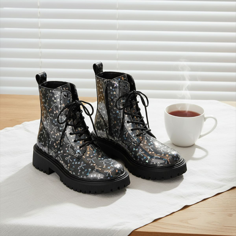 Martin batai: apvalios nosies, britų stilius, vidutinio aukščio kulnas 3-5 cm, PU viršus, guminė padas