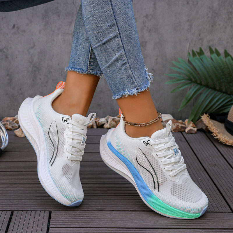 Unisex letné ľahké bežecké topánky s sieťovým vrchným dielom, predný zips, EVA podrážka, tlmenie nárazov