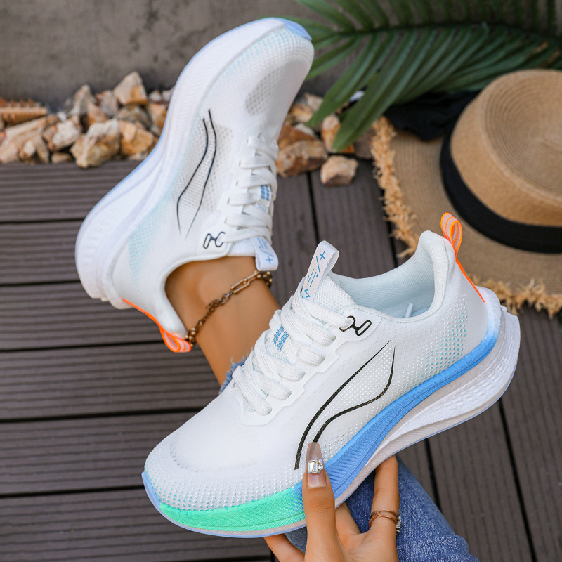 Unisex letné ľahké bežecké topánky s sieťovým vrchným dielom, predný zips, EVA podrážka, tlmenie nárazov