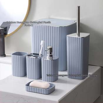 Chuangkai šesťdielny plastový kúpeľňový set s tlačeným logom a možnosťou prispôsobenia