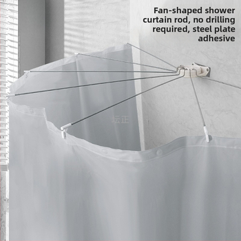 Sada kúpeľňovej závesovej tyče z nehrdzavejúcej ocele - oblúková tyč, polkruhový roh s ohybným dizajnom, bez vŕtania, UL certifikované