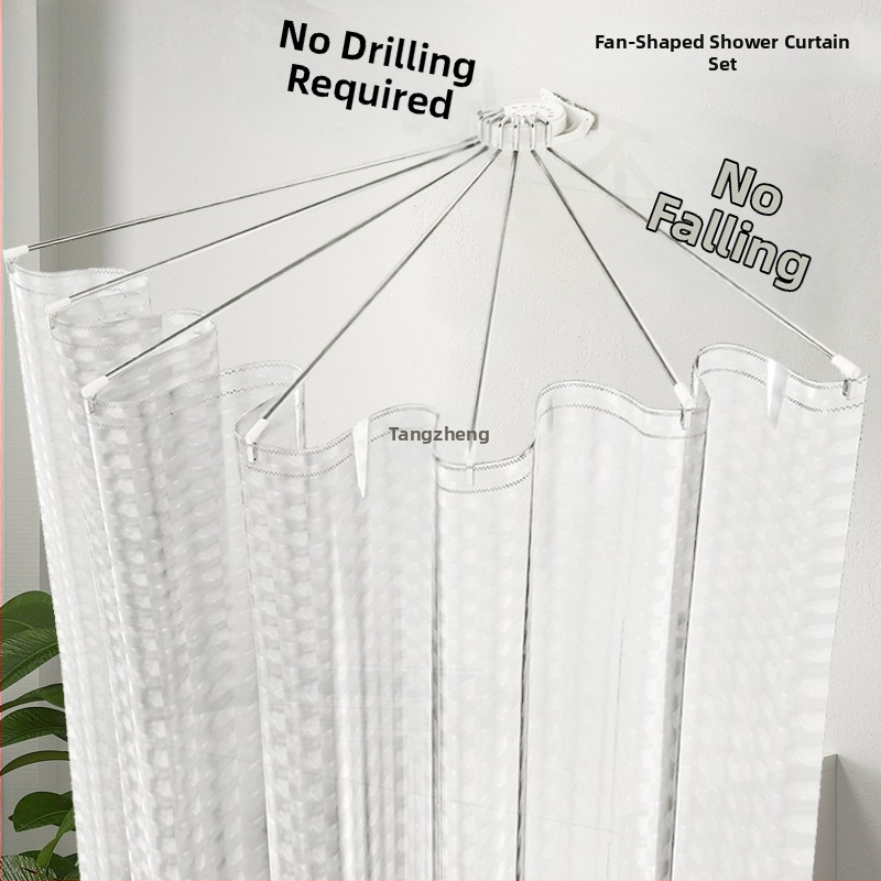 Sada kúpeľňovej závesovej tyče z nehrdzavejúcej ocele - oblúková tyč, polkruhový roh s ohybným dizajnom, bez vŕtania, UL certifikované