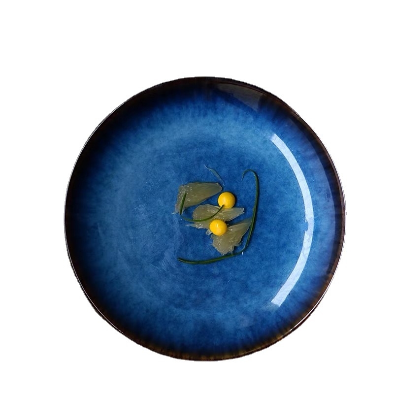 Porcelánový tanier s kiln-stylom, kreatívny plochý tanier pre domáce použitie a reštaurácie