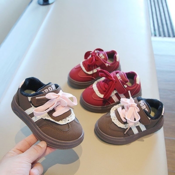 Adidași pentru copii cu Velcro, stil coreean, talpă groasă, partea superioară din piele artificială, talpă PVC, pentru 1–6 ani