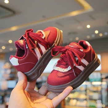 Adidași pentru copii cu Velcro, stil coreean, talpă groasă, partea superioară din piele artificială, talpă PVC, pentru 1–6 ani