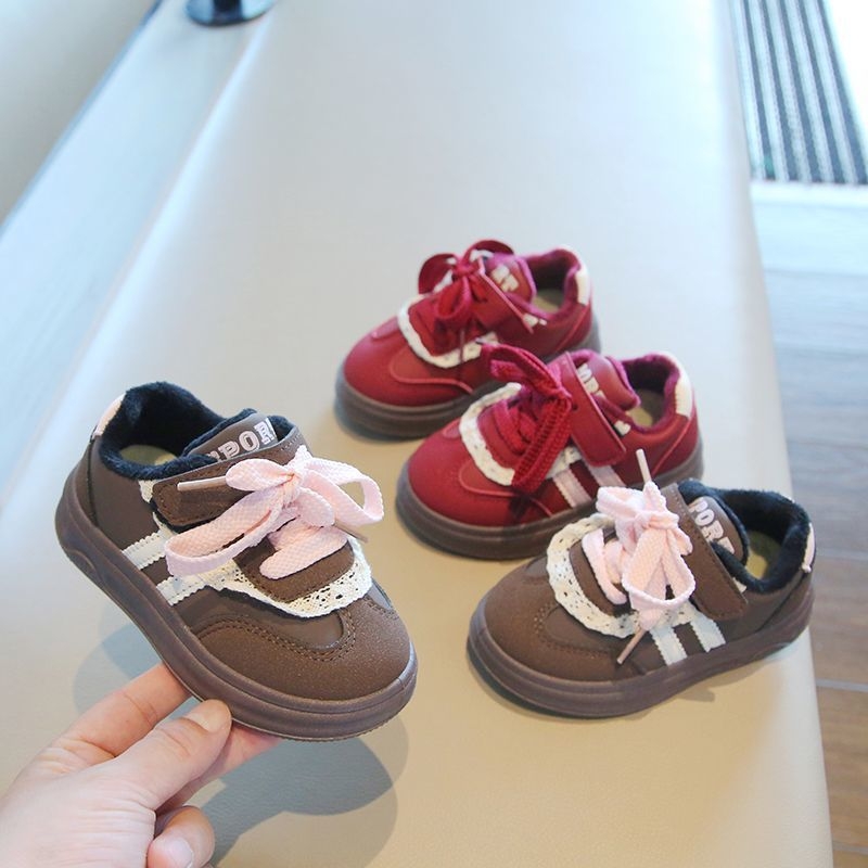 Adidași pentru copii cu Velcro, stil coreean, talpă groasă, partea superioară din piele artificială, talpă PVC, pentru 1–6 ani