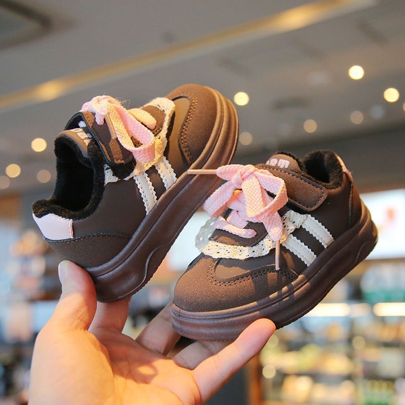 Adidași pentru copii cu Velcro, stil coreean, talpă groasă, partea superioară din piele artificială, talpă PVC, pentru 1–6 ani