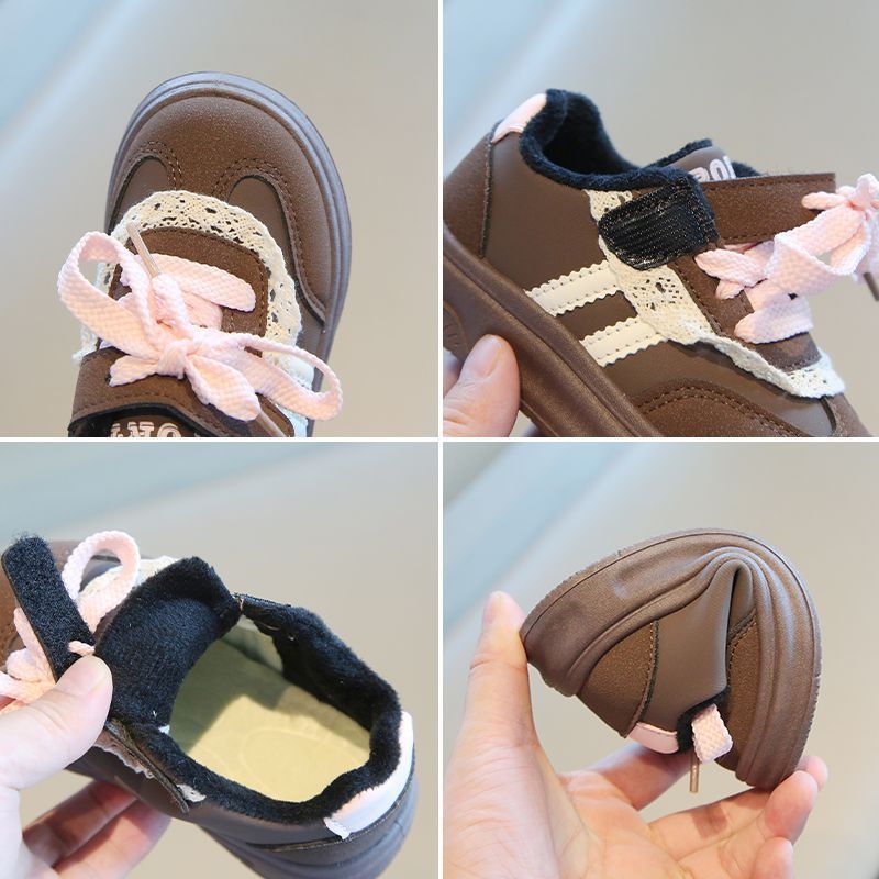 Adidași pentru copii cu Velcro, stil coreean, talpă groasă, partea superioară din piele artificială, talpă PVC, pentru 1–6 ani