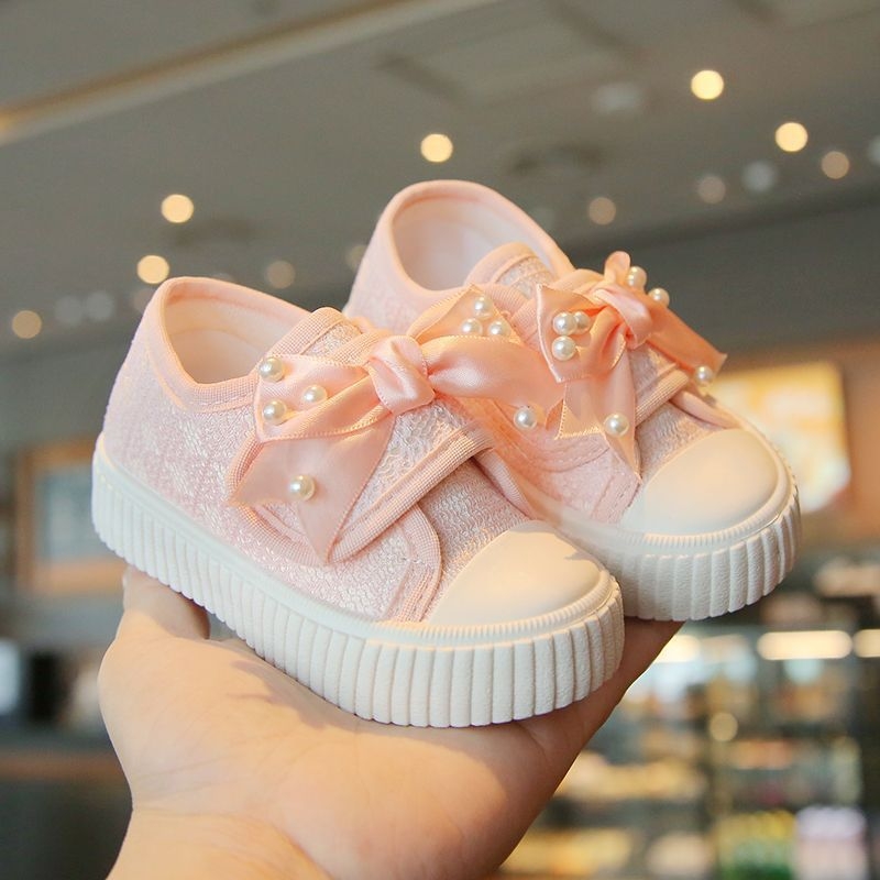 Dievčenské plátenné tenisky pre dievčatá, 1–6 rokov, nízky profil, zapínanie na suchý zips, priedušná gumová podrážka, štýl princezná