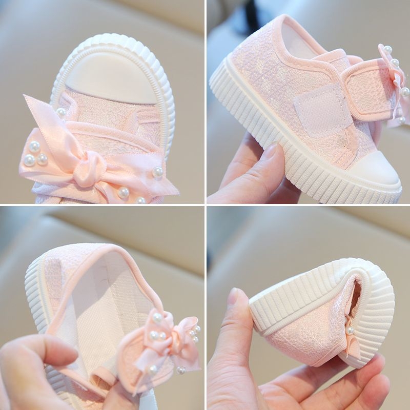 Dievčenské plátenné tenisky pre dievčatá, 1–6 rokov, nízky profil, zapínanie na suchý zips, priedušná gumová podrážka, štýl princezná