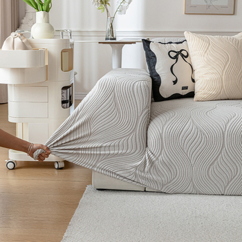 Ελαστικό Κάλυμμα Καναπέ από Τζακάρντ Βελούρ, Μονόχρωμο Μοτίβο, Γενικός Τύπος Καναπέ, Απλός Στυλ