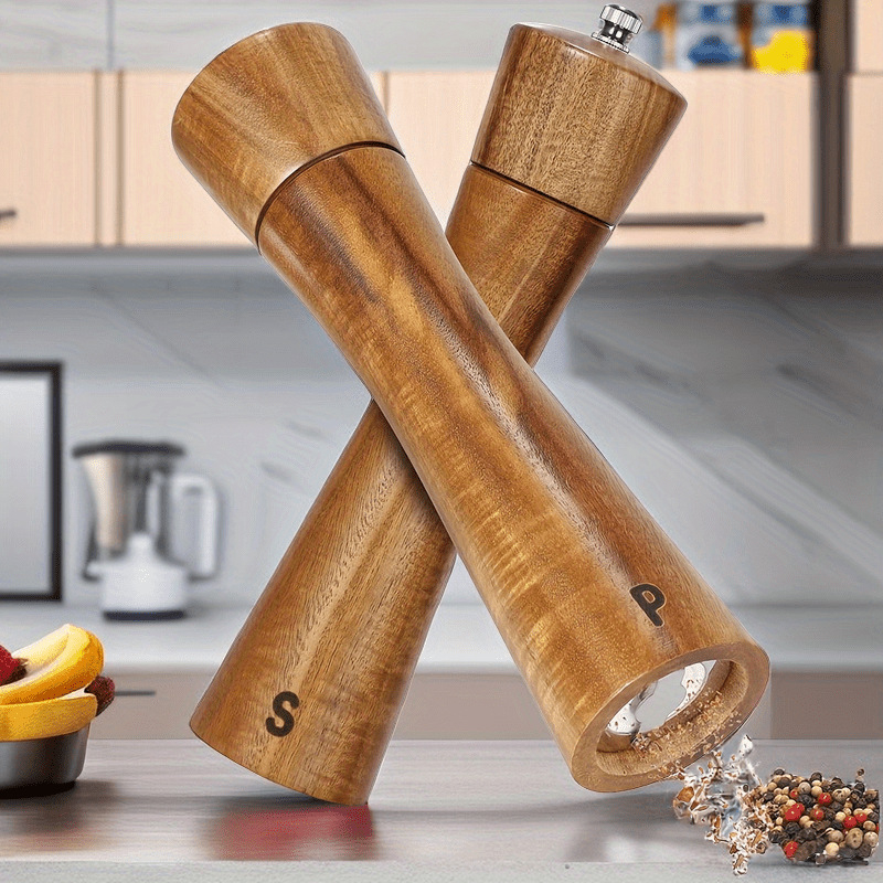 Μύλος πιπεριού και αλατιού - Ακακία ξύλο, χειροκίνητος, κεραμικός και ανθρακούχος χάλυβας πυρήνας