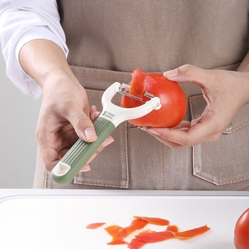 Kuchynský šúpač na zeleninu a ovocie, viacfunkčný, čepeľ 420J2 a rukoväť z TPR, moderný minimalistický dizajn