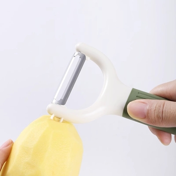 Kuchynský šúpač na zeleninu a ovocie, viacfunkčný, čepeľ 420J2 a rukoväť z TPR, moderný minimalistický dizajn