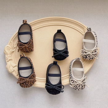 Cipele za bebe leopard uzorak, 3D žakard gornji dio, mekana potplat, elastična traka, za dob 12–36 mjeseci