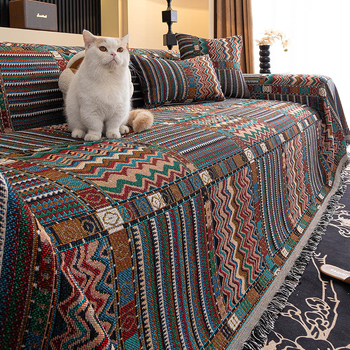 Πλήρες κάλυμμα καναπέ για πολυκαναπές, γεωμετρικό μοτίβο, ευρωπαϊκό-αμερικανικό στυλ, σχέδιο υφάσματος μαξιλαριών