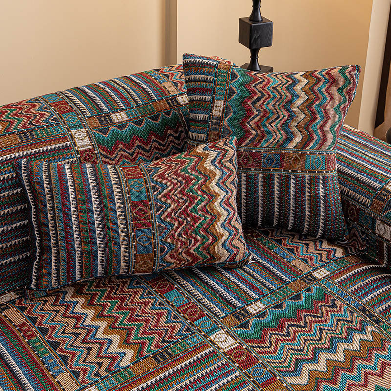 Πλήρες κάλυμμα καναπέ για πολυκαναπές, γεωμετρικό μοτίβο, ευρωπαϊκό-αμερικανικό στυλ, σχέδιο υφάσματος μαξιλαριών