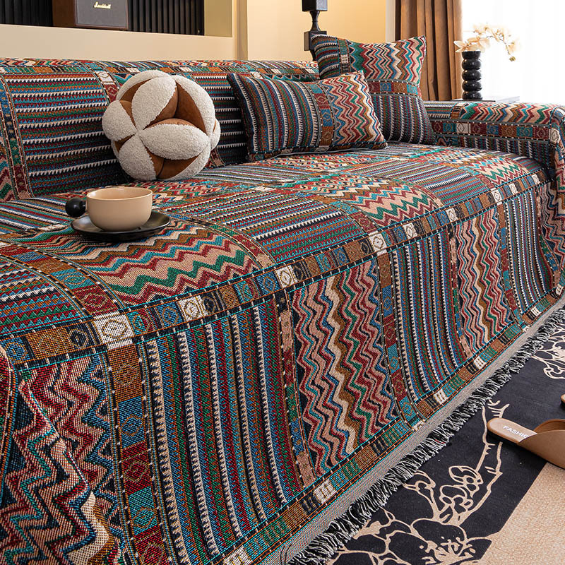 Πλήρες κάλυμμα καναπέ για πολυκαναπές, γεωμετρικό μοτίβο, ευρωπαϊκό-αμερικανικό στυλ, σχέδιο υφάσματος μαξιλαριών