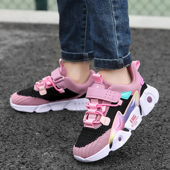 Uxke Djeca tenisice za trčanje s prozračnim mrežastim gornjim dijelom, Velcro zatvarač, protivklizna EVA potplata, Unisex, proljeće-jesen