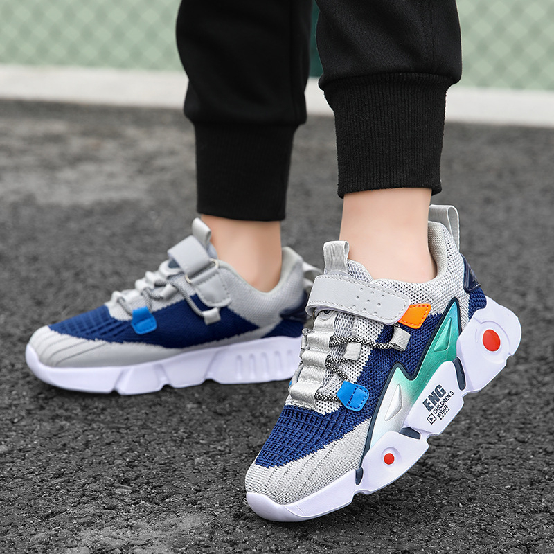 Uxke Djeca tenisice za trčanje s prozračnim mrežastim gornjim dijelom, Velcro zatvarač, protivklizna EVA potplata, Unisex, proljeće-jesen
