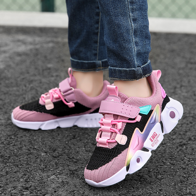 Uxke Djeca tenisice za trčanje s prozračnim mrežastim gornjim dijelom, Velcro zatvarač, protivklizna EVA potplata, Unisex, proljeće-jesen