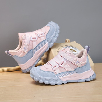 Pantofi de alergare pentru copii – respirabili, ușori, închidere Velcro, talpă antiderapantă, partea superioară din piele microfibră