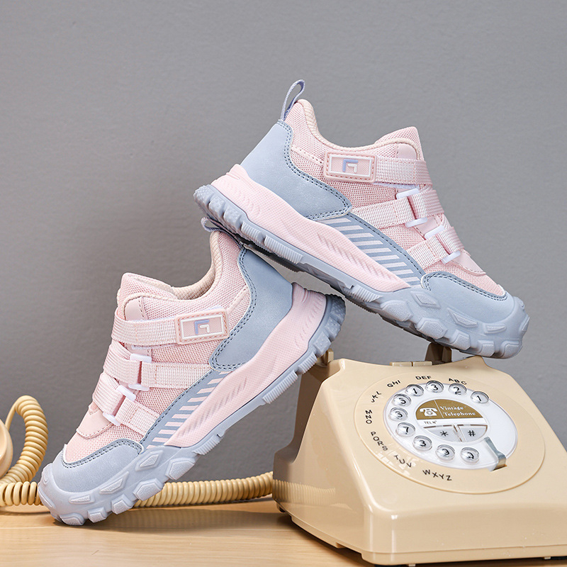 Pantofi de alergare pentru copii – respirabili, ușori, închidere Velcro, talpă antiderapantă, partea superioară din piele microfibră