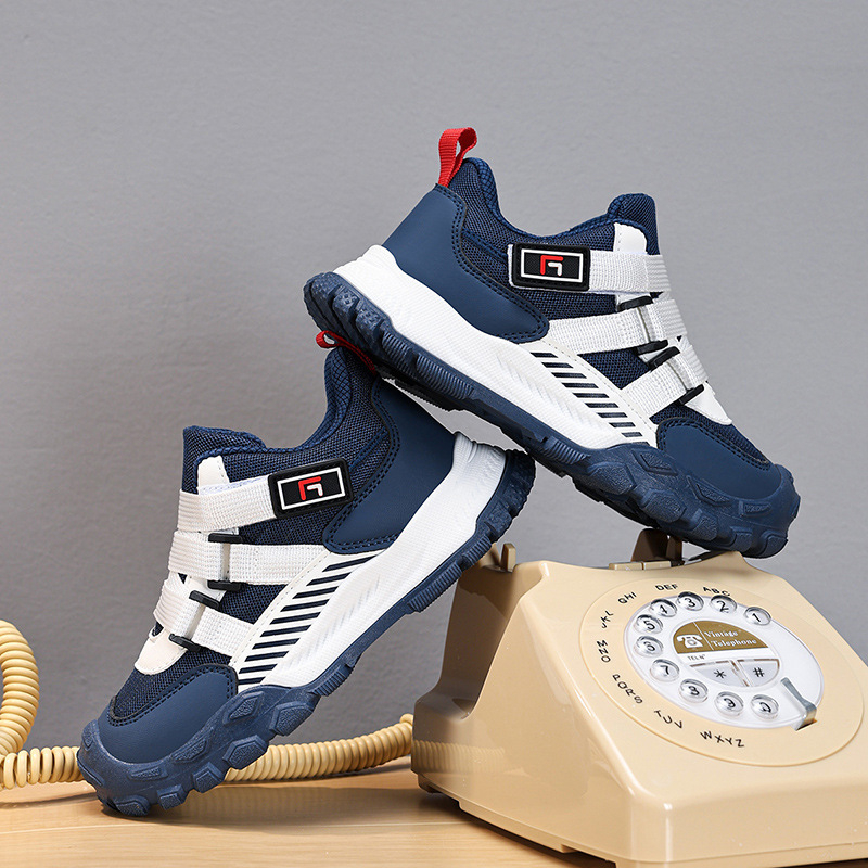 Pantofi de alergare pentru copii – respirabili, ușori, închidere Velcro, talpă antiderapantă, partea superioară din piele microfibră