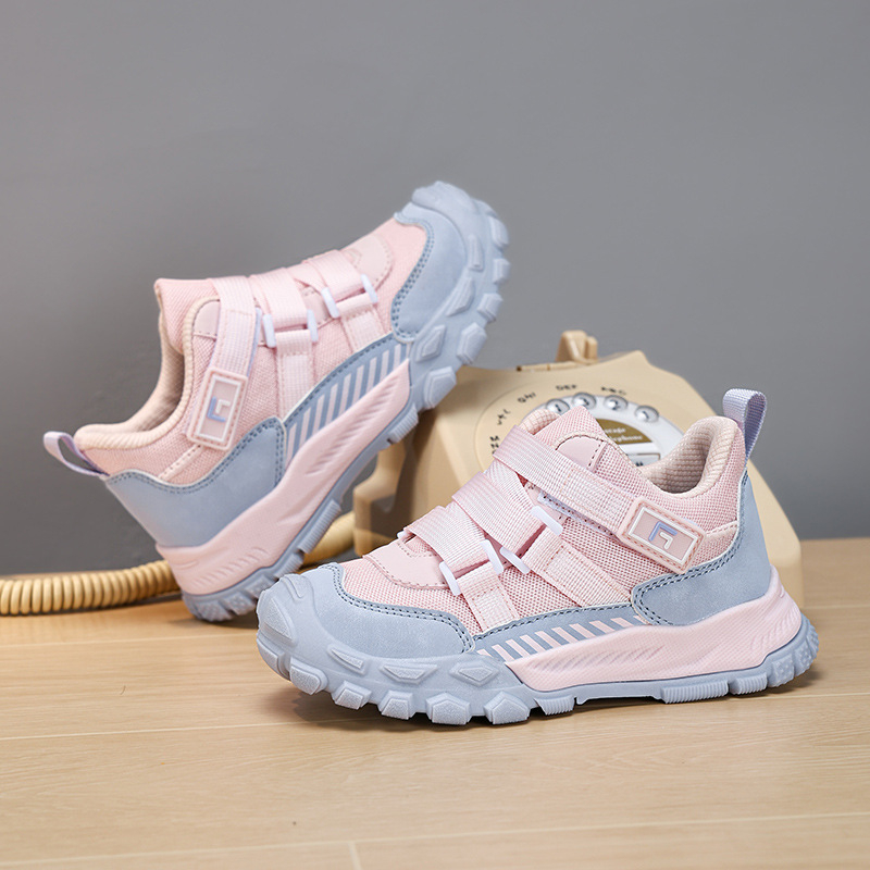 Pantofi de alergare pentru copii – respirabili, ușori, închidere Velcro, talpă antiderapantă, partea superioară din piele microfibră