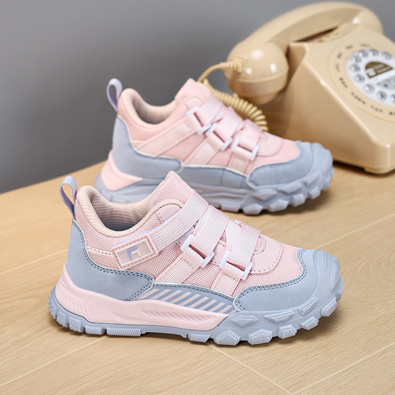 Pantofi de alergare pentru copii – respirabili, ușori, închidere Velcro, talpă antiderapantă, partea superioară din piele microfibră