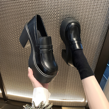 Ženske loafers s izuzetno visokim petom, okrugli vrh, PU gornji dio, PU uložak, gumeni potplat