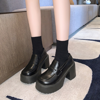 Ženske loafers s izuzetno visokim petom, okrugli vrh, PU gornji dio, PU uložak, gumeni potplat