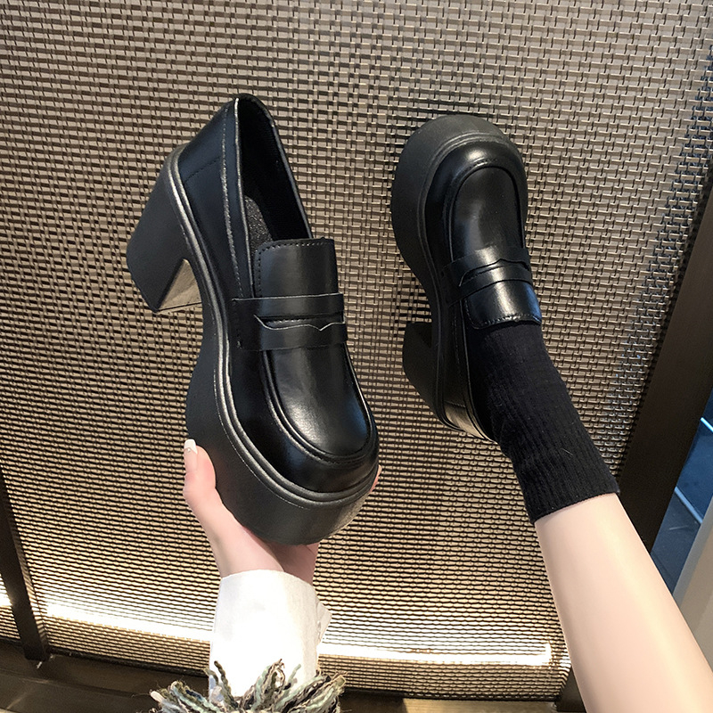 Ženske loafers s izuzetno visokim petom, okrugli vrh, PU gornji dio, PU uložak, gumeni potplat