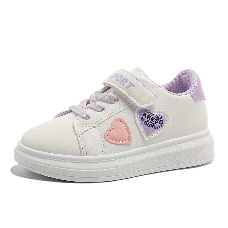 Dámske nízke tenisky na suchý zips, PU vršok, gumová podrážka, srdcovitý vzor