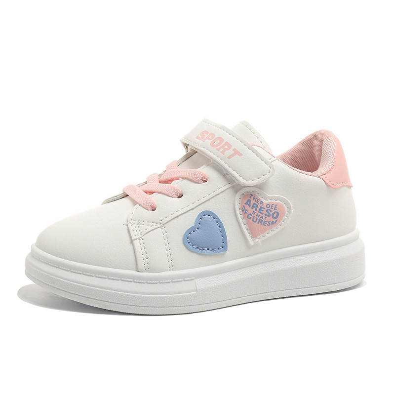 Dámske nízke tenisky na suchý zips, PU vršok, gumová podrážka, srdcovitý vzor