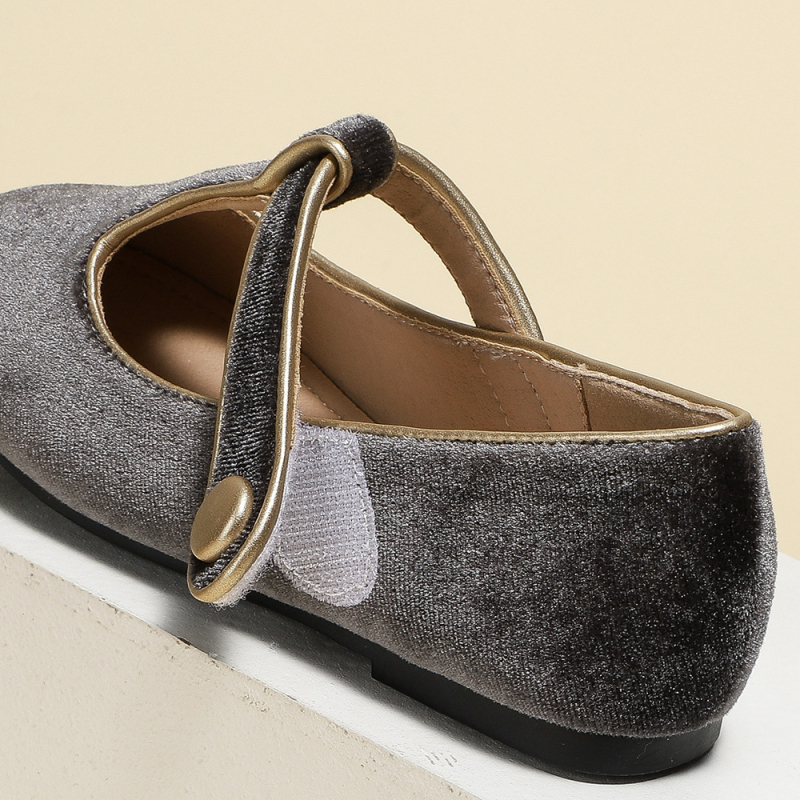 Pantofi pentru fete din microfibră, închidere Velcro, talpă din cauciuc antiaderentă, branț PU respirabil, guler jos, stil coreean, primăvara 2025