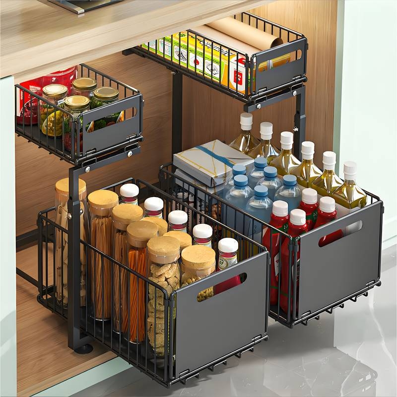 L-tüüpi põrandal püsti köögisinka hoiuruum – laiendatav, kokkupandav, süsinikterasest