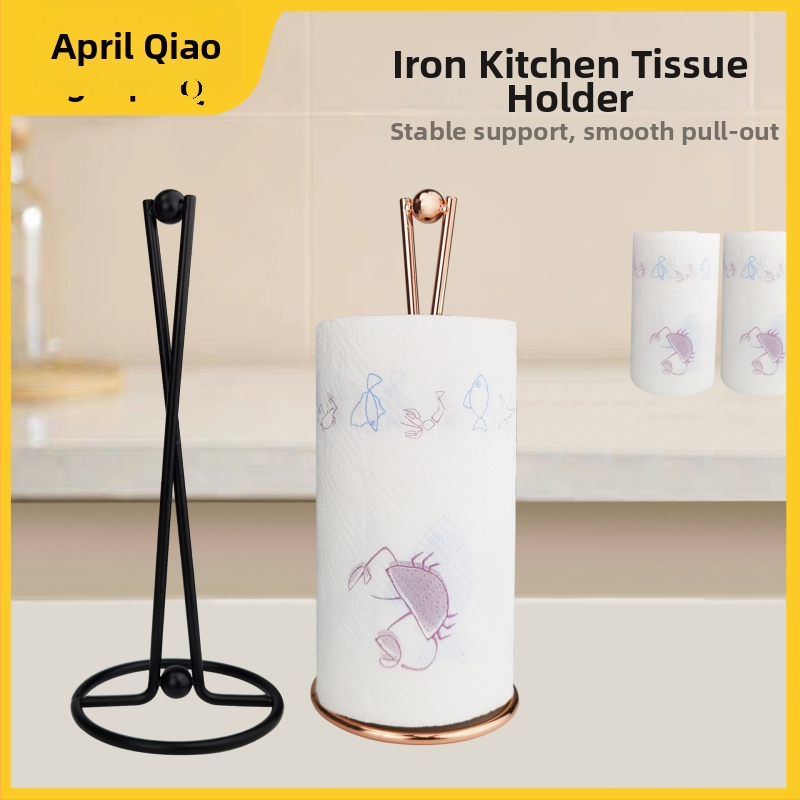 Držiak na papierové utierky, z železa, elektroplátovaný, guľatý tvar, moderný štýl