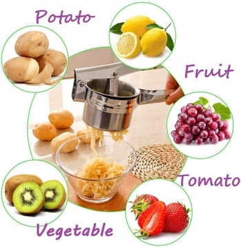 Homefelt ručná lis na zemiaky z nerezu, s funkciou rozdrvenia a lisovania citróna