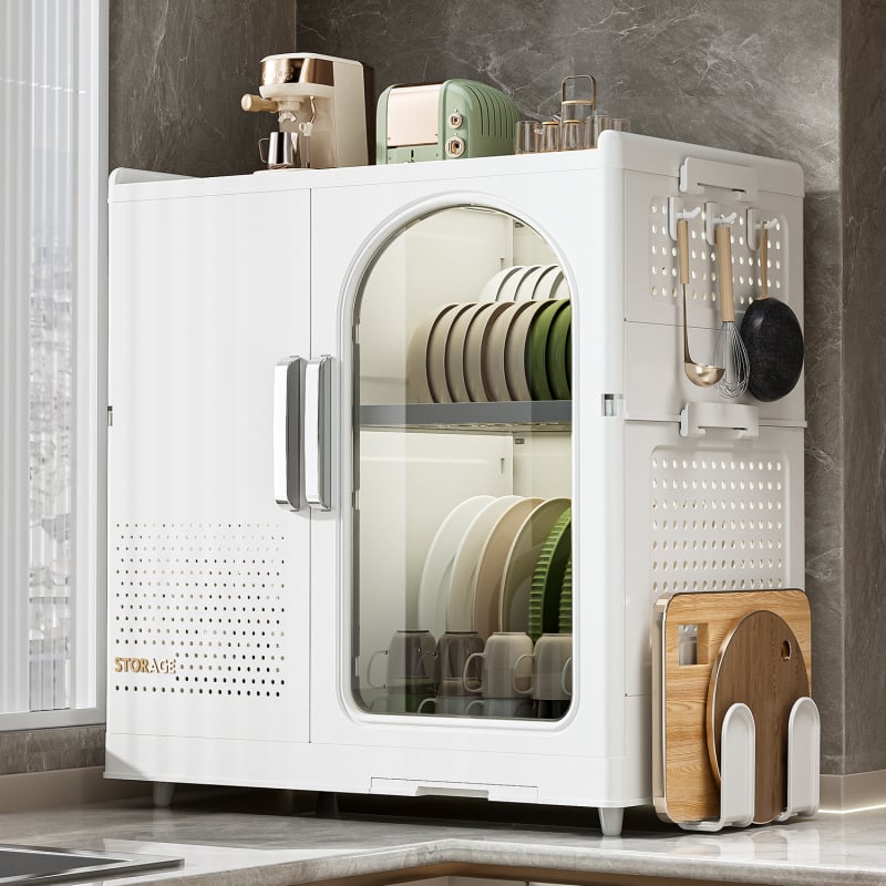 Indų džiovykla su dangčiu, plastikinė virtuvės laikymo sistema ant grindų