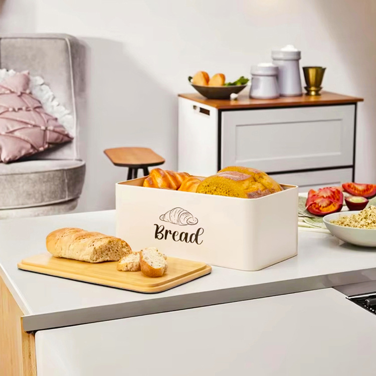 Leyou sada 4 nádob na skladovanie s bambusovým viečkom a krájacou doskou, telo z karbónovej ocele, štvorcový tvar, objem 4.1-5 L