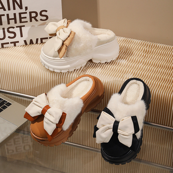 Naise mikrofiberist puuvillased sussid kunstliku karvase vooderduga, EVA talla, 6–8 cm konts, paks talla talveks siseruumides ja väljas kandmiseks.