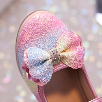 Pantofi de prințesă pentru fete: PU partea superioară, talpă din cauciuc, toc mic, închidere cu bandă magică, creștere înălțime, respirabili, anti-alunecare