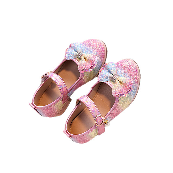 Pantofi de prințesă pentru fete: PU partea superioară, talpă din cauciuc, toc mic, închidere cu bandă magică, creștere înălțime, respirabili, anti-alunecare