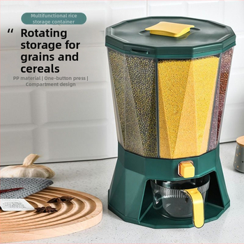 Otočný plastový zásobník na ryžu, uzatvárateľný, odolný voči vlhkosti a škodcom, s veľkým objemom