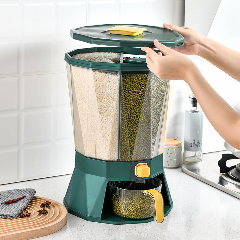 Otočný plastový zásobník na ryžu, uzatvárateľný, odolný voči vlhkosti a škodcom, s veľkým objemom