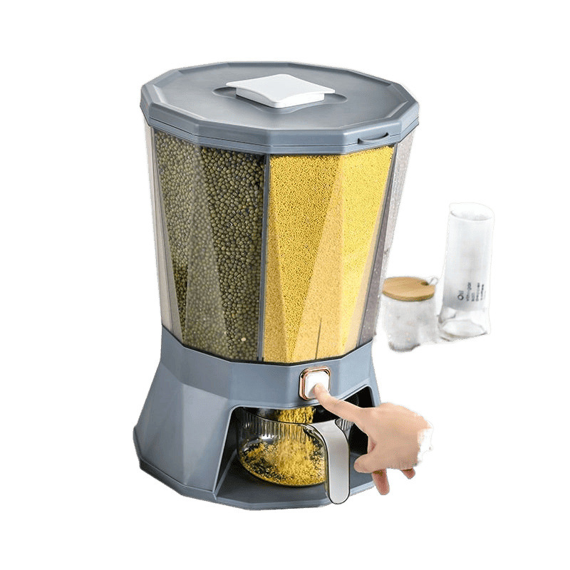 Otočný plastový zásobník na ryžu, uzatvárateľný, odolný voči vlhkosti a škodcom, s veľkým objemom