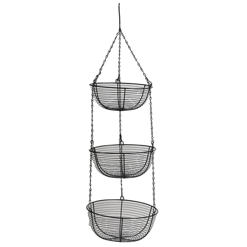 Καλάθι φρούτων από σφυρήλατο σίδηρο σε ευρωπαϊκό στυλ, τριών επιπέδων αποσπώμενο, για οικιακή χρήση (Κατηγορία: Καλάθι φρούτων; Μάρκα: Victory comes.; Στυλ: Απλό; Μοτίβο: Μονόχρωμο)